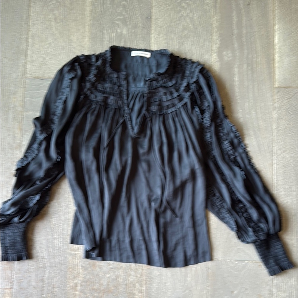 Ulla Johnson Blue Puff Sleeve Ruffled Blouse